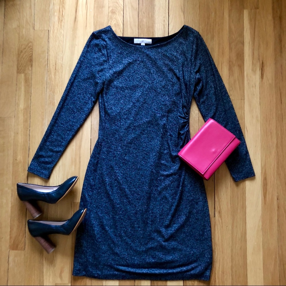 LOFT Black & White Long Sleeve Jersey Dress